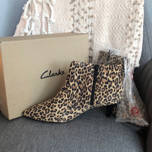 clarks leopard booties